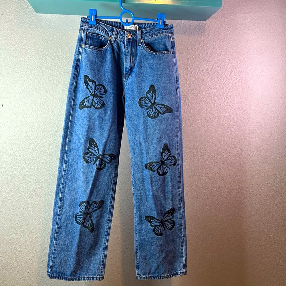 Women’s straight leg jeans with butterflies!